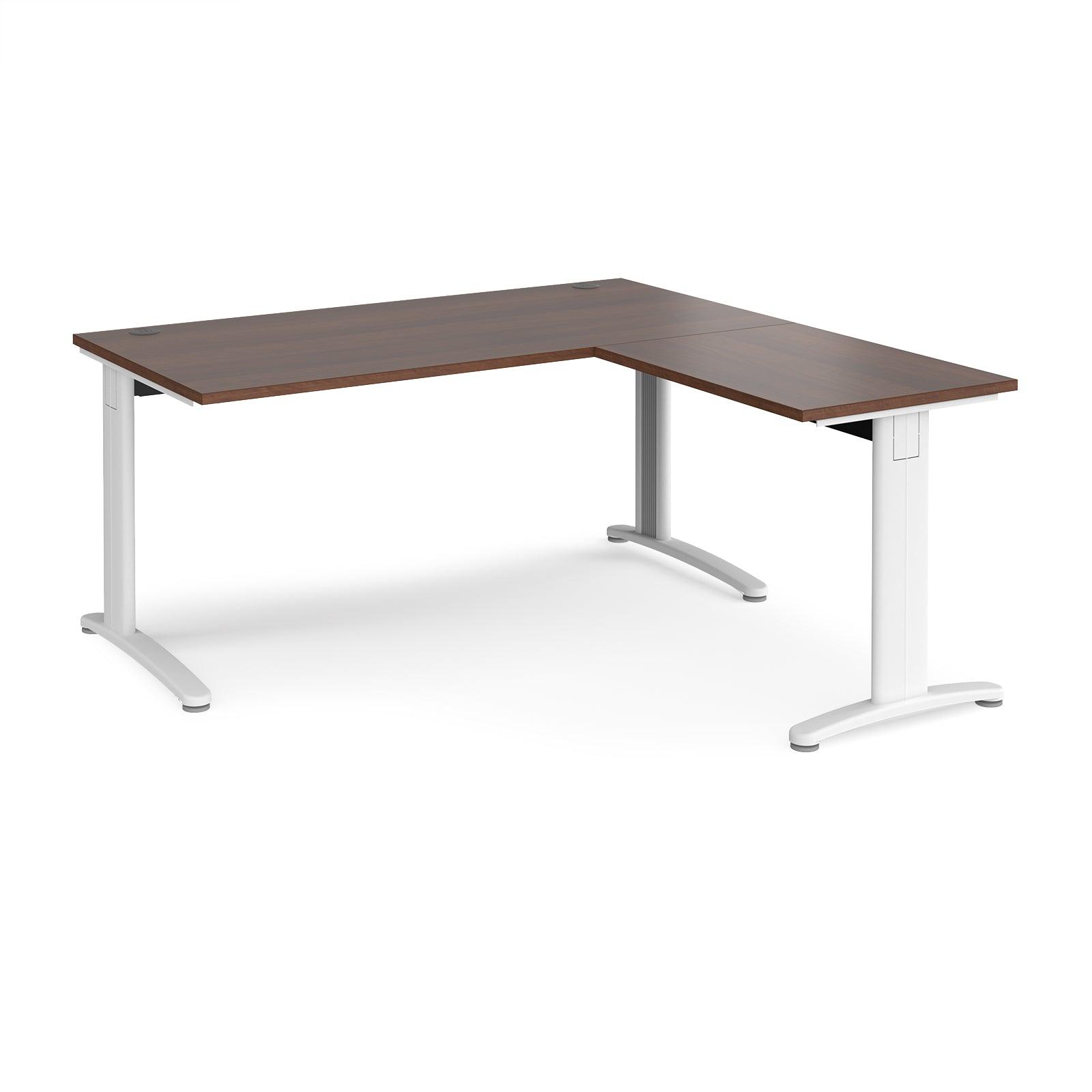 a desk with a wooden top and white legs