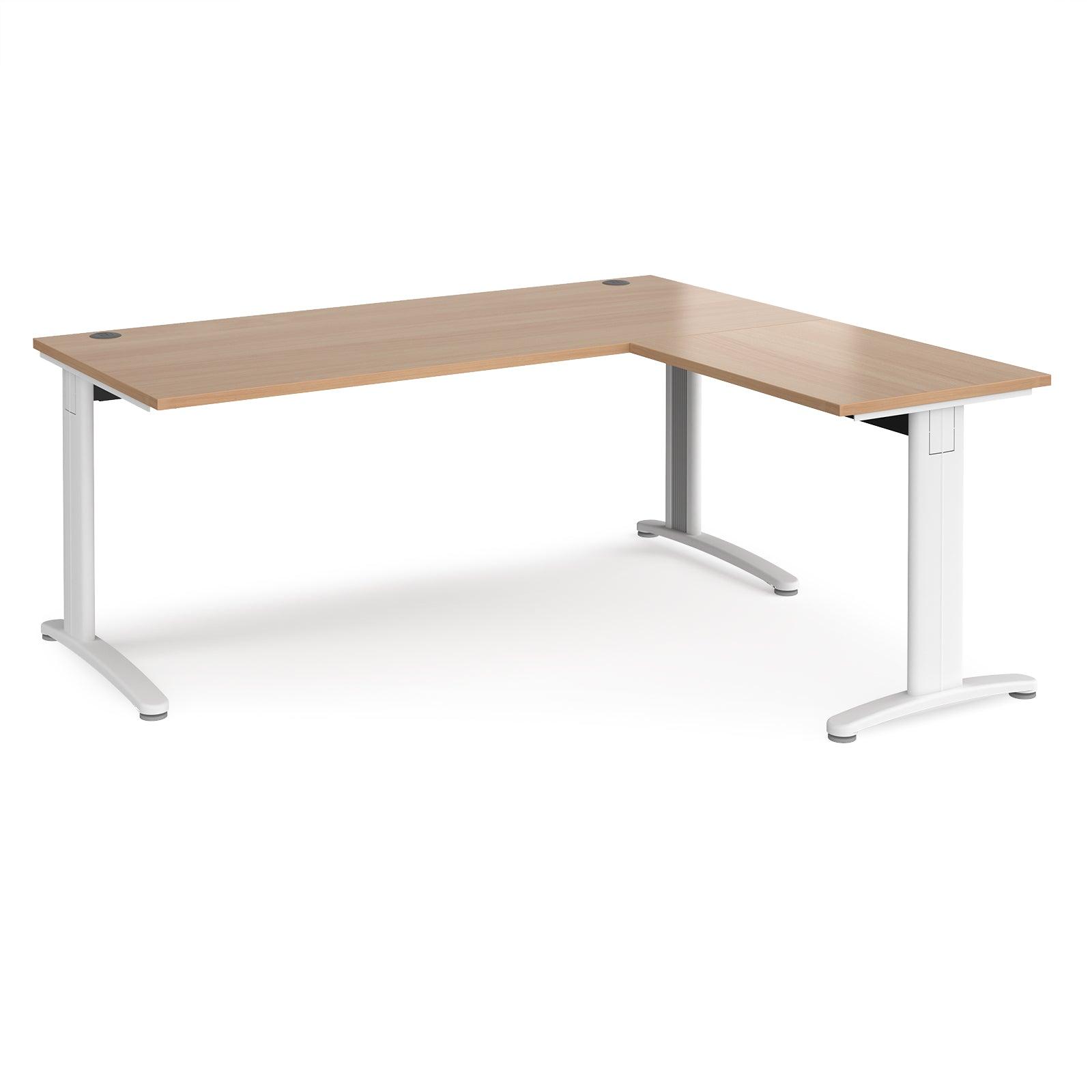 a desk with a wooden top and white legs