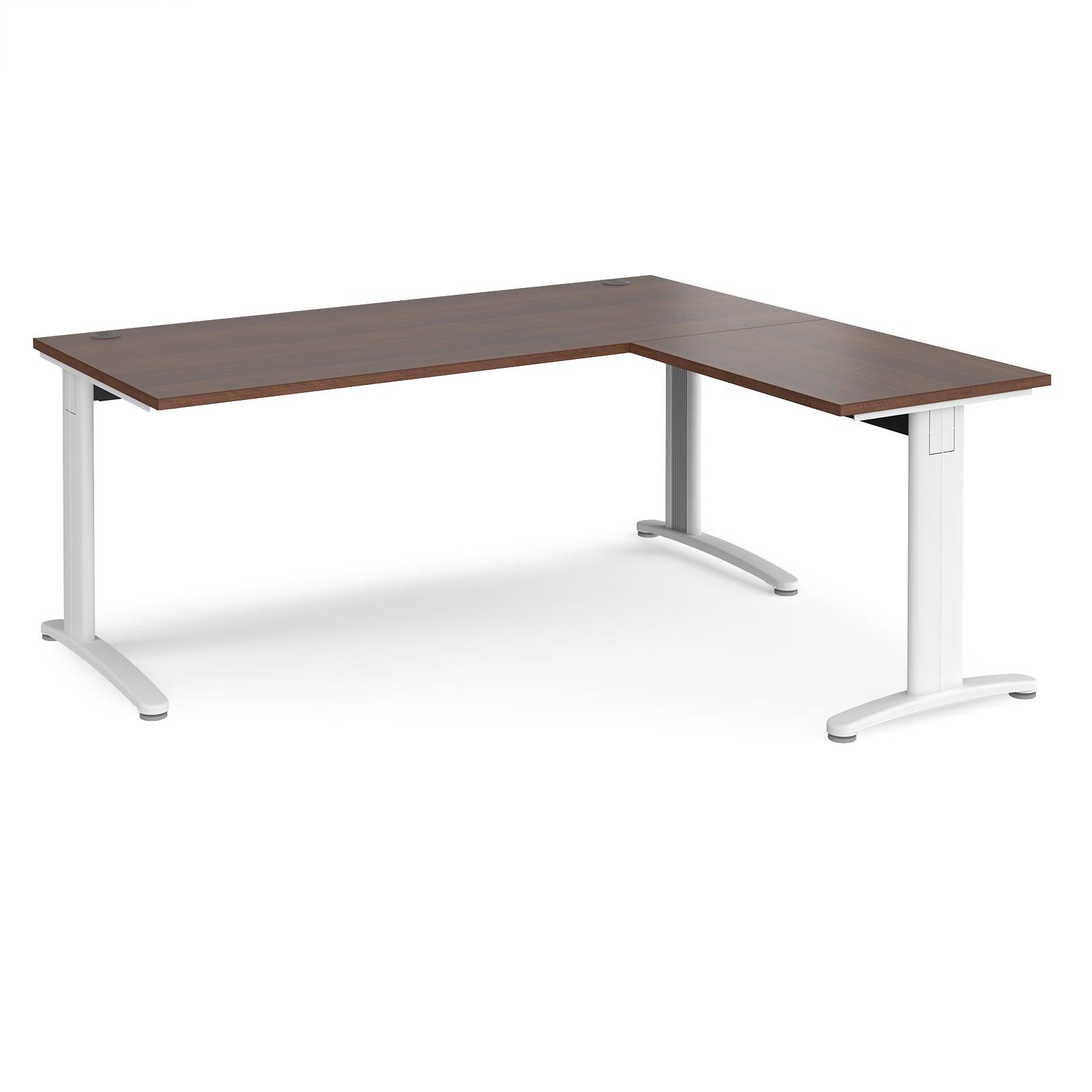 a desk with a wooden top and white legs