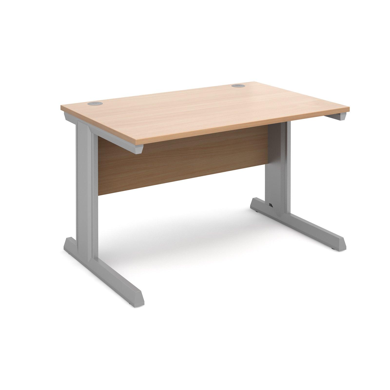 a desk with a wooden top and metal legs