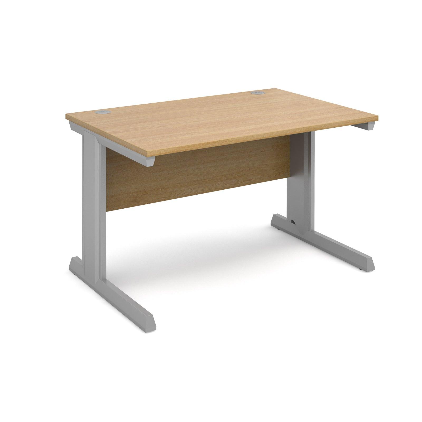 a desk with a wooden top and metal legs