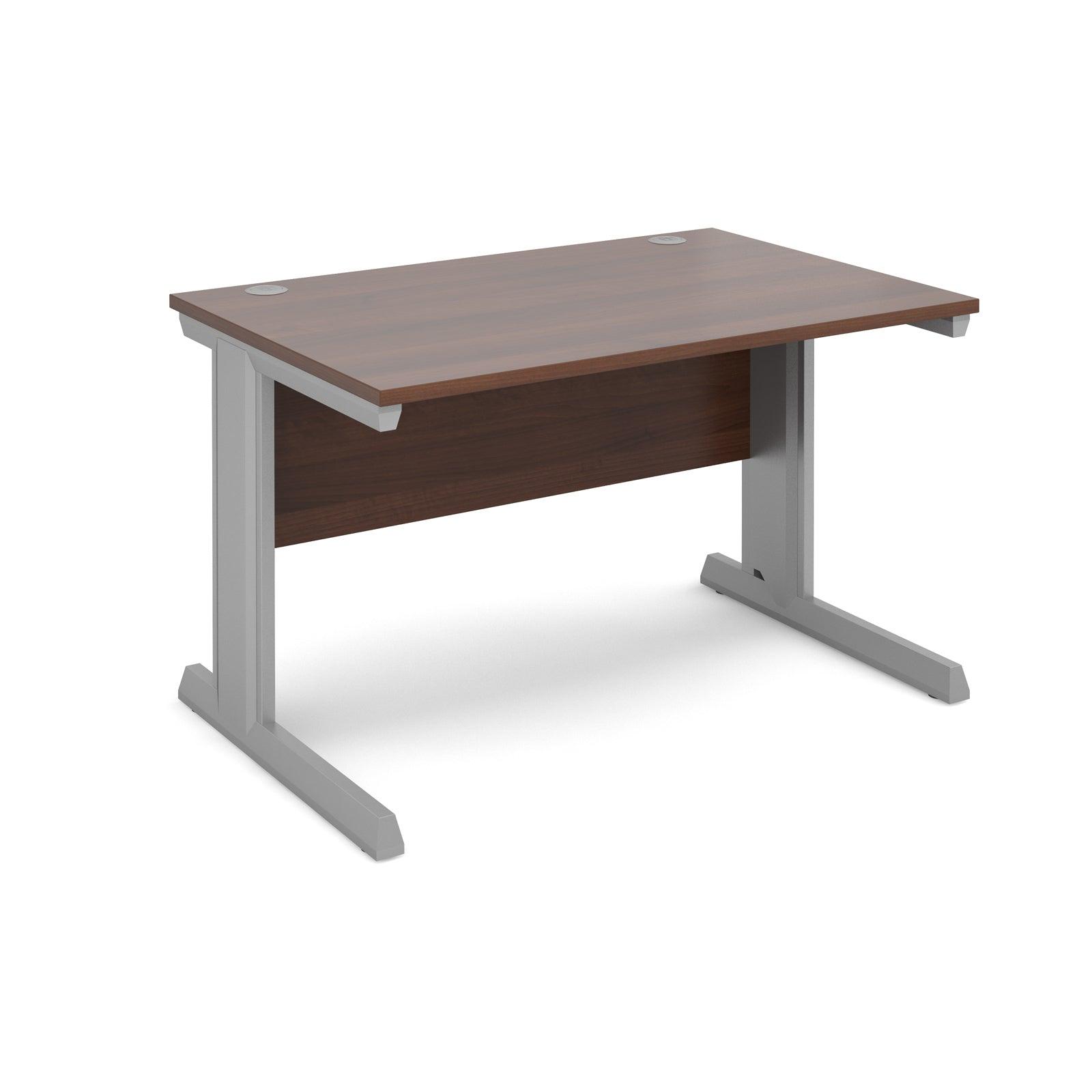 a desk with a wooden top and metal legs