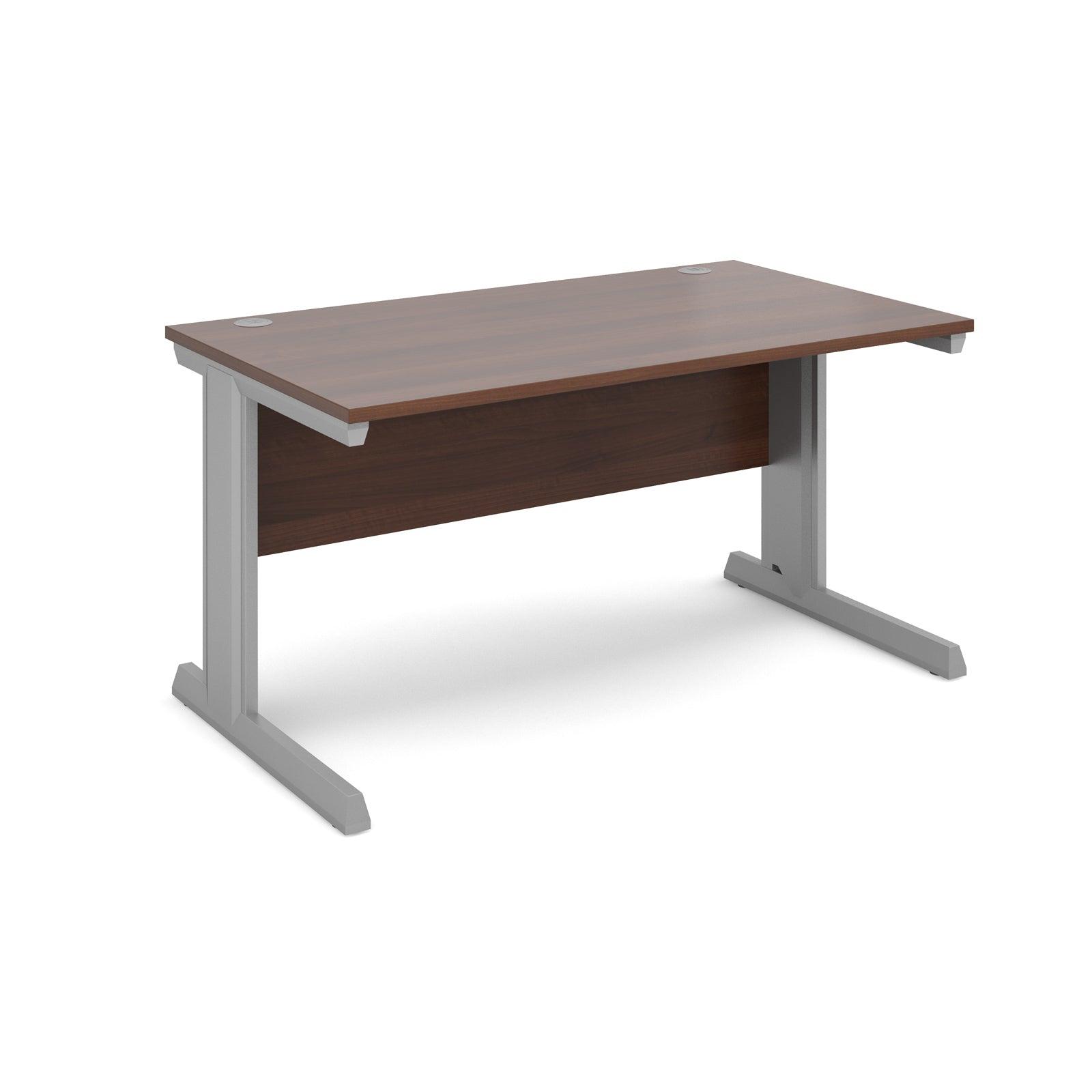 a desk with a wooden top and metal legs