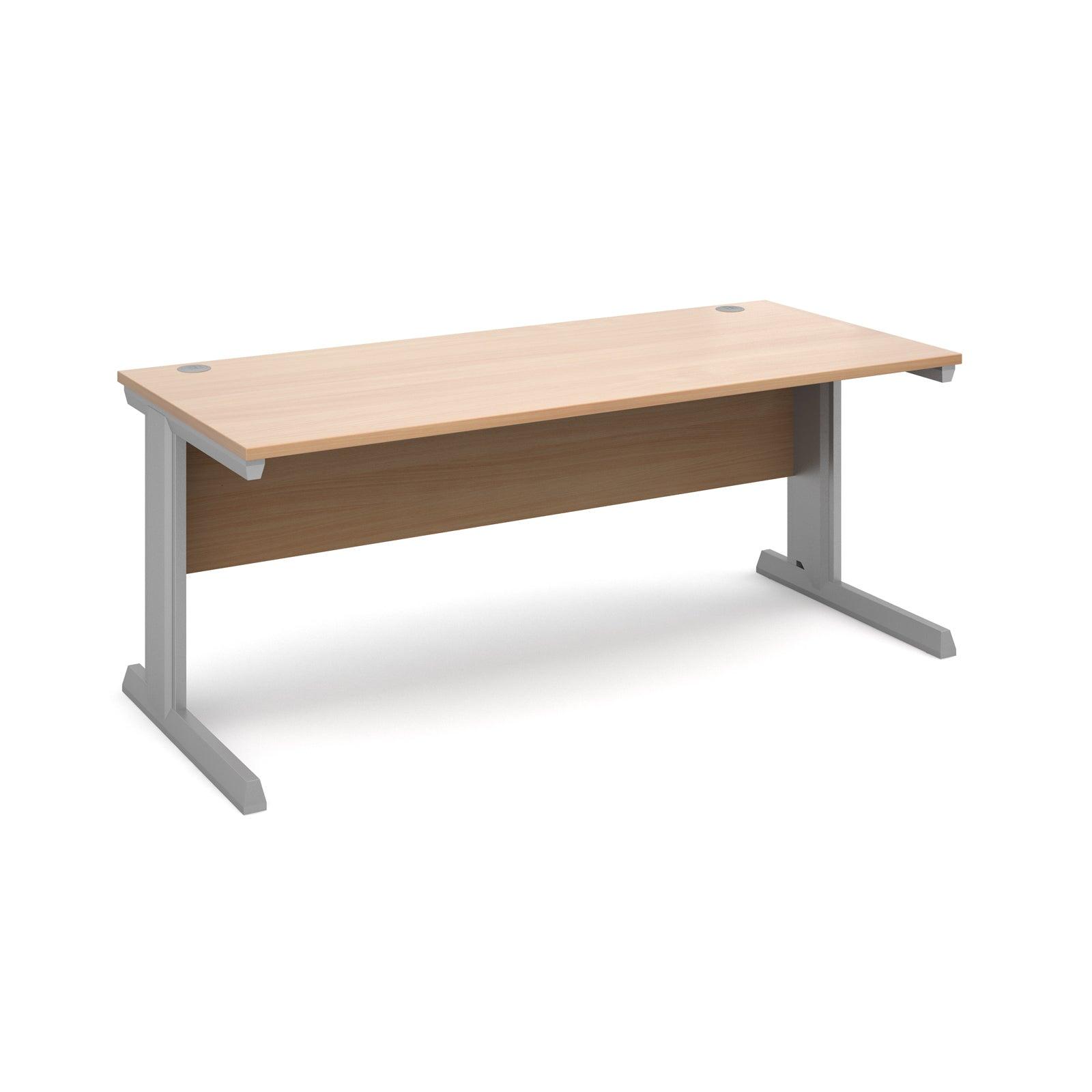 a desk with a wooden top and metal legs