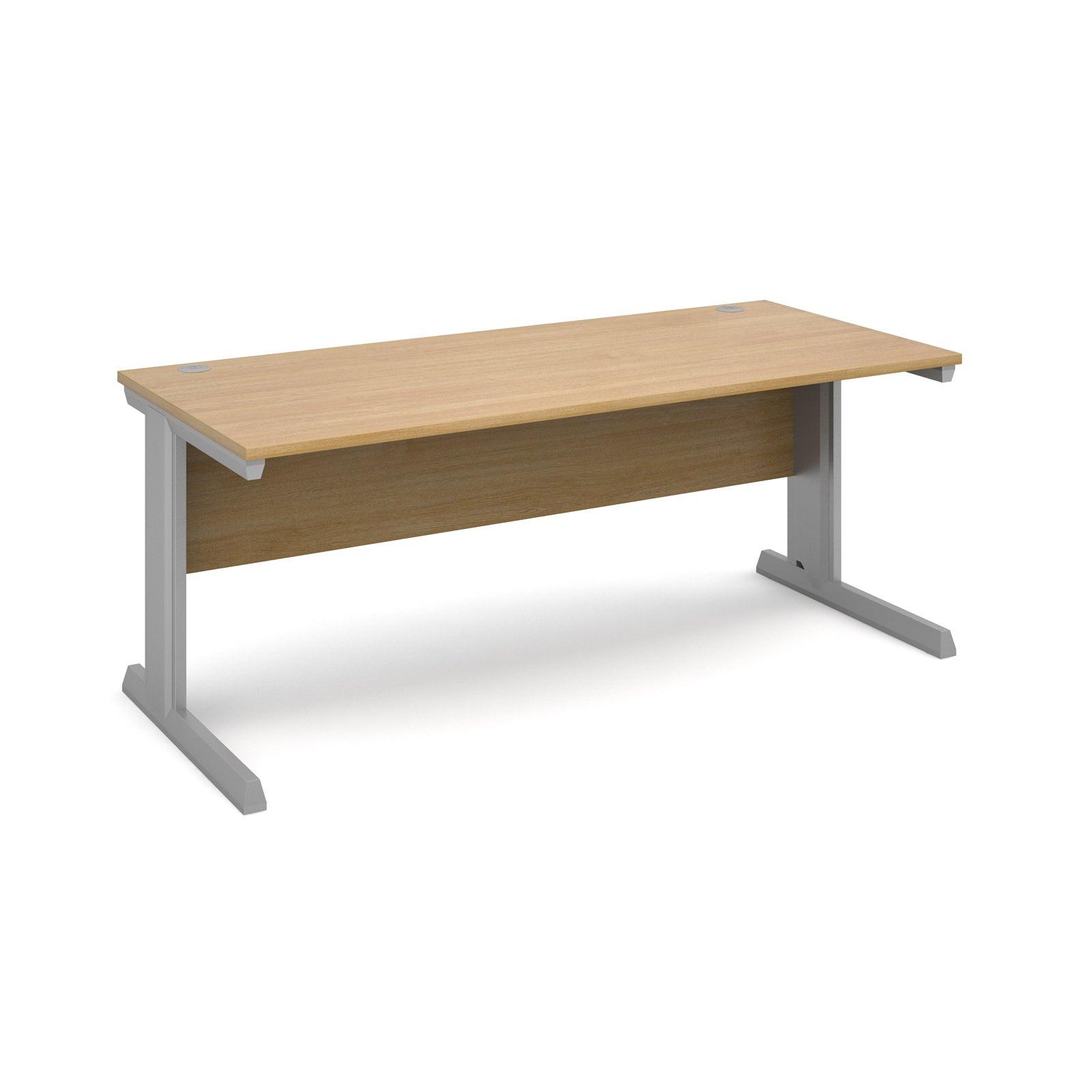 a desk with a wooden top and metal legs