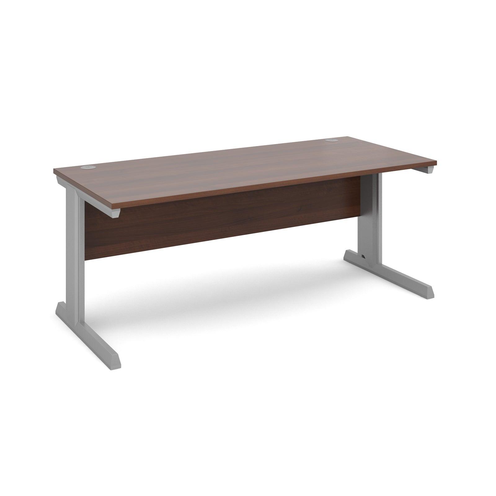 a desk with a wooden top and metal legs