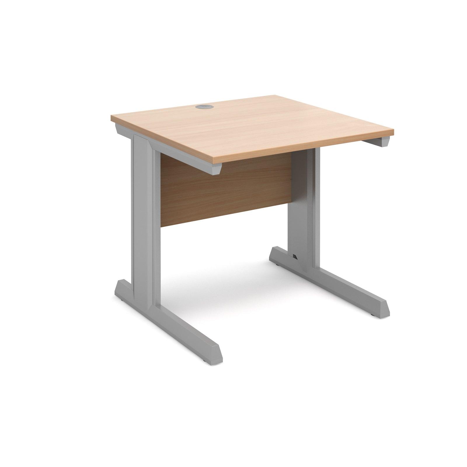 a desk with a wooden top and metal legs