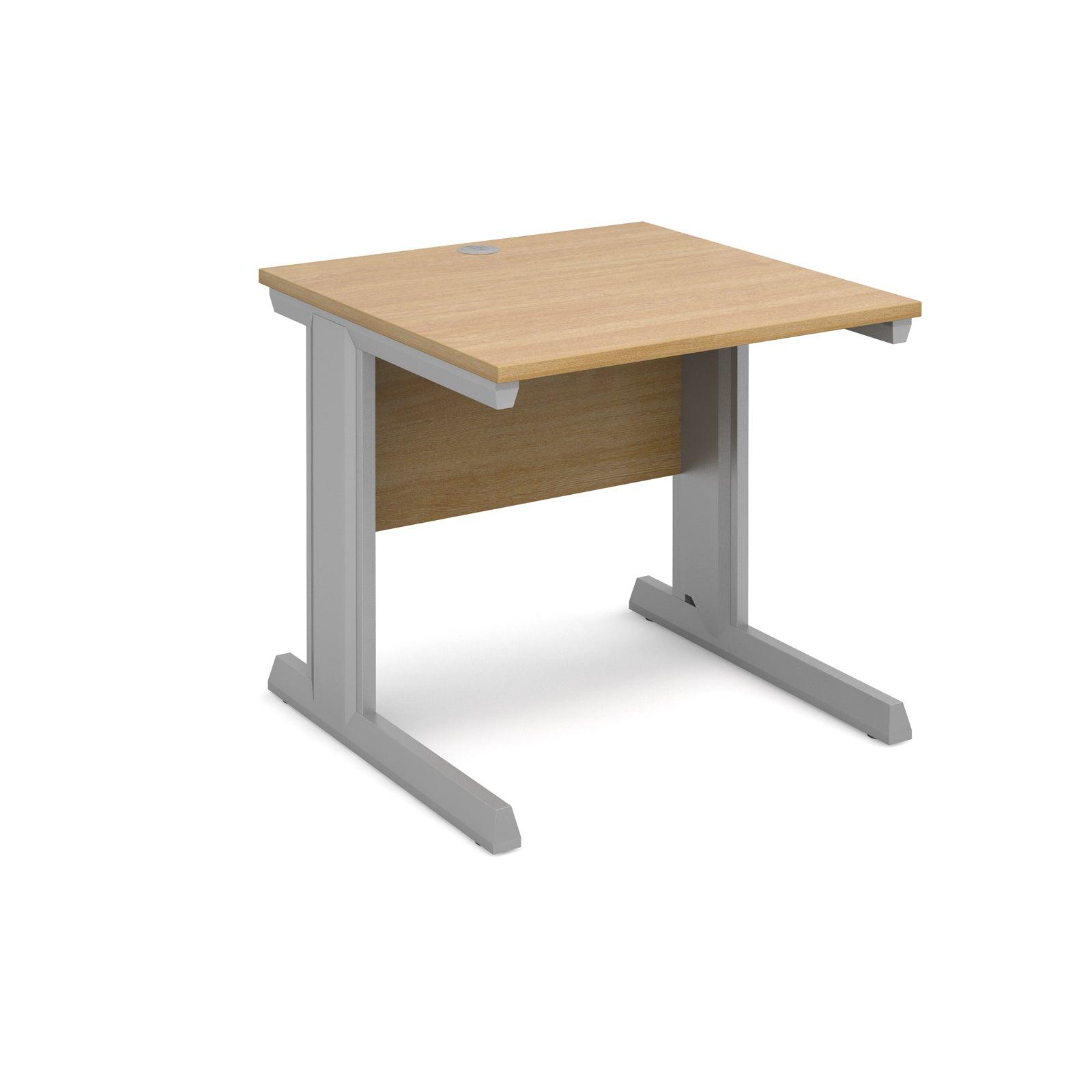 a desk with a wooden top and metal legs