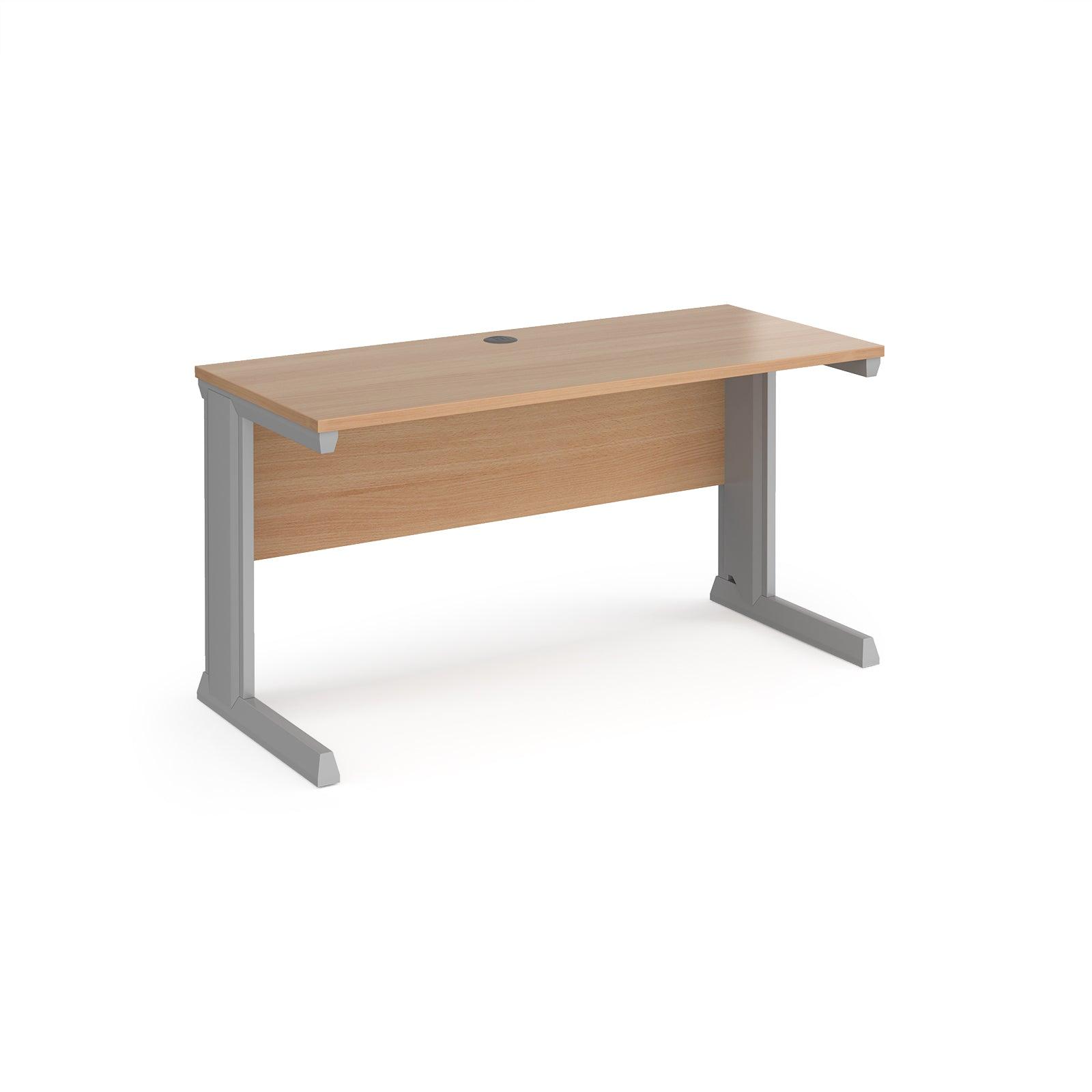 a desk with a wooden top and metal legs