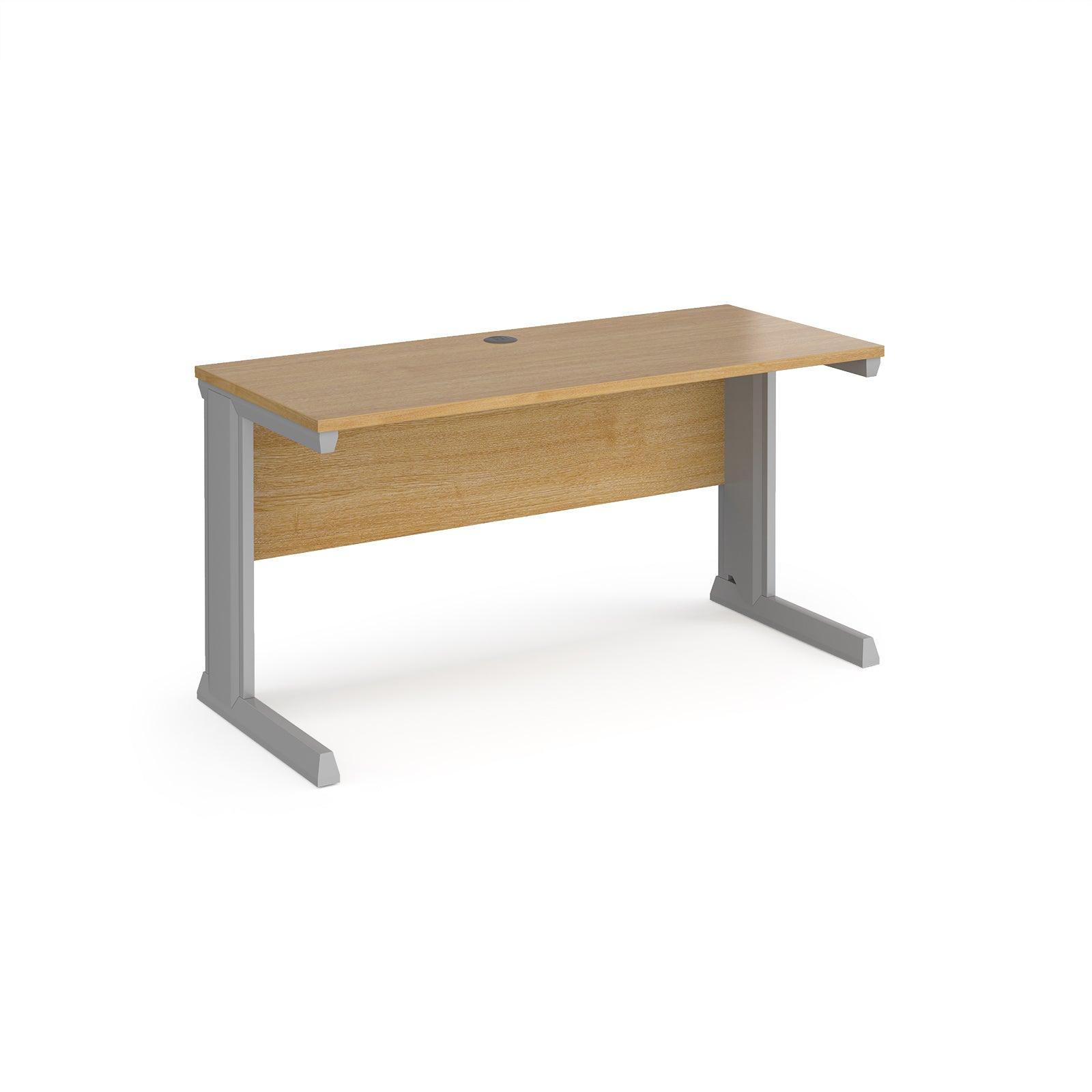 a desk with a wooden top and metal legs