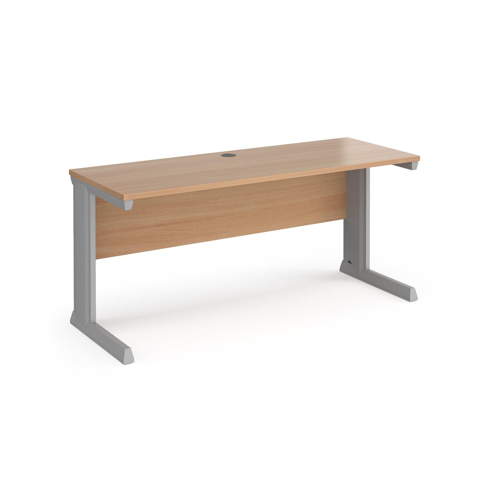 a desk with a wooden top and metal legs